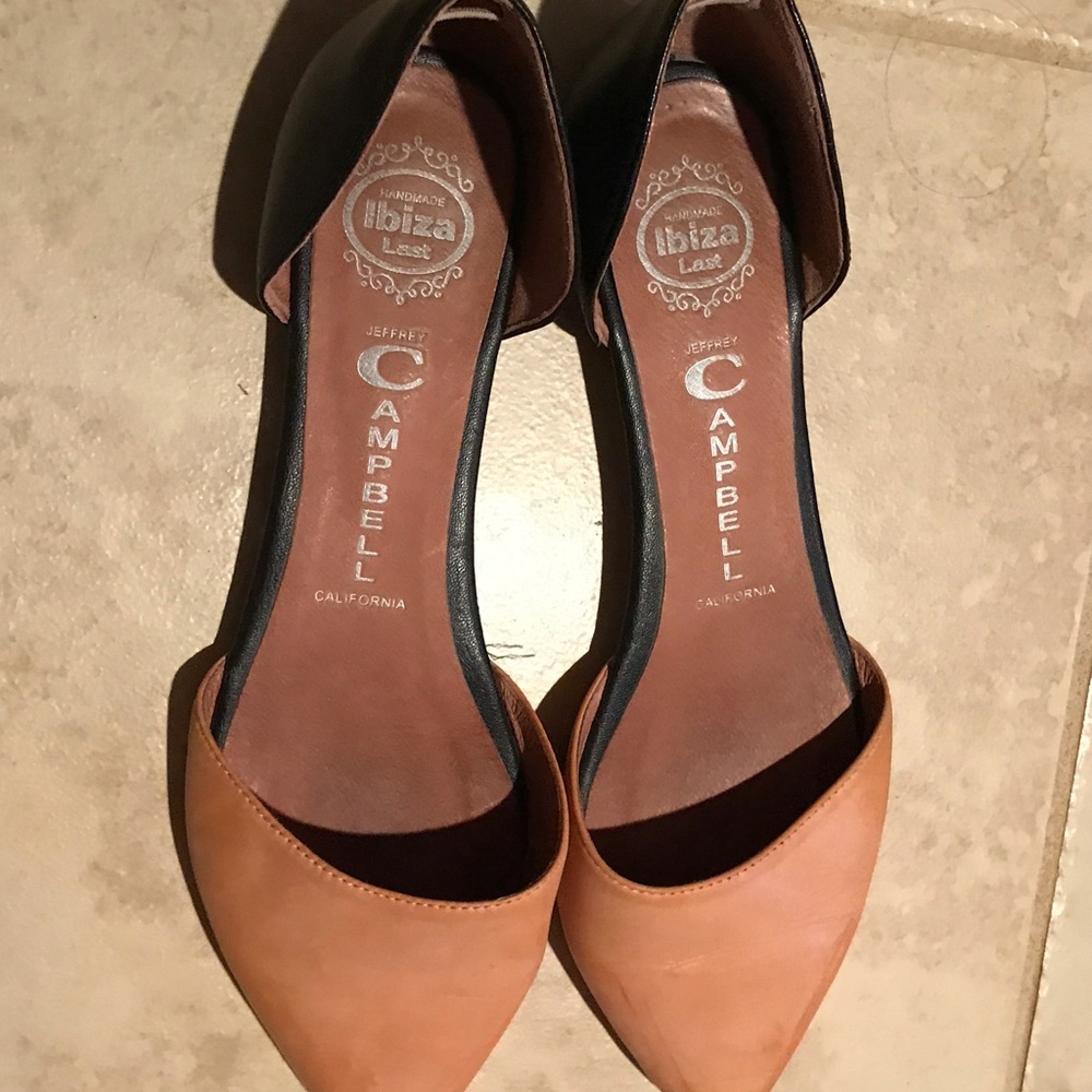 JEFFREY CAMPBELL BLACK AND NUDE FLATS